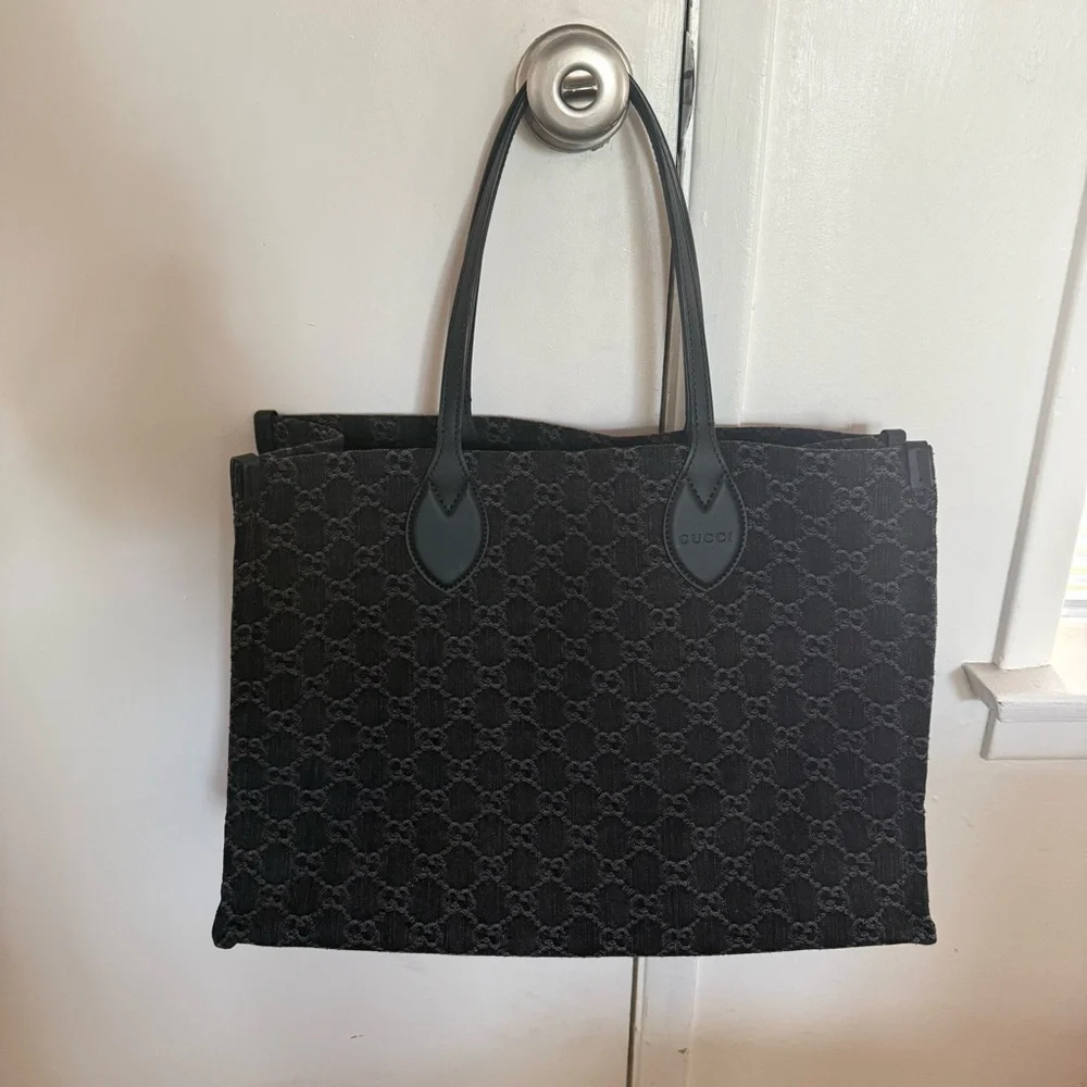 Gucci Ophidia Shopper Tote GG Black Denim - Large
